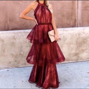 burgundy/nude prom dress!